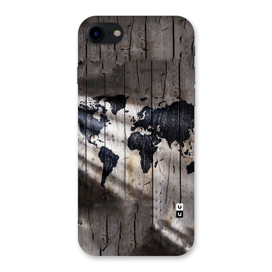 World Map Wood Design Back Case for iPhone SE 2020