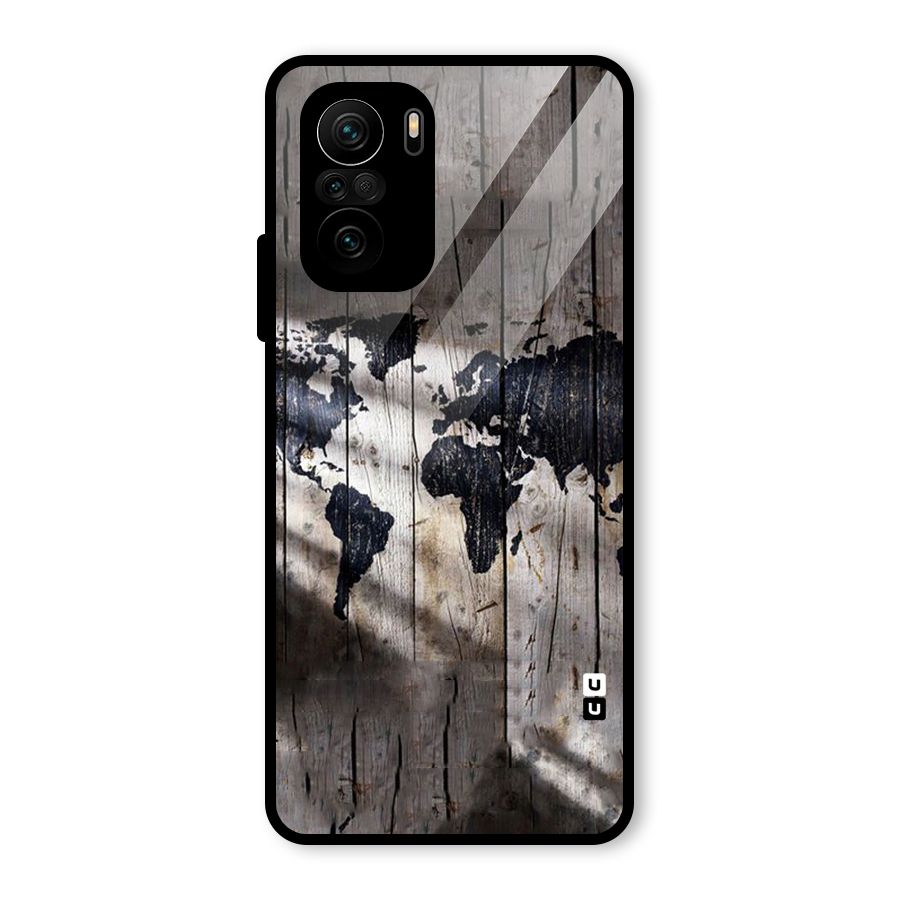 World Map Wood Design Glass Back Case for Mi 11x
