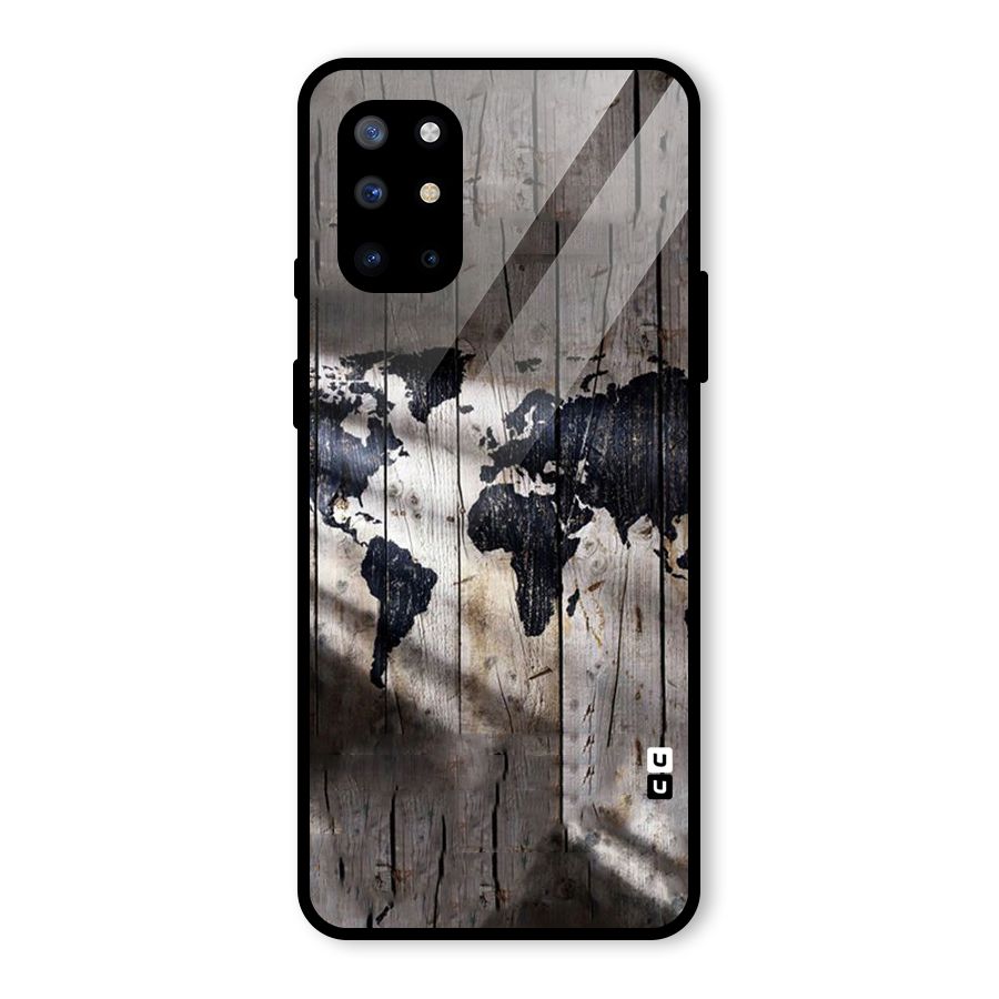 World Map Wood Design Glass Back Case for OnePlus 8T