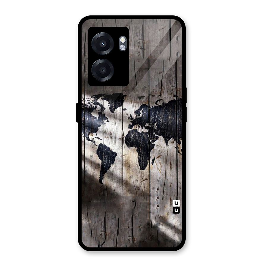 World Map Wood Design Glass Back Case for Realme Narzo 50 5G