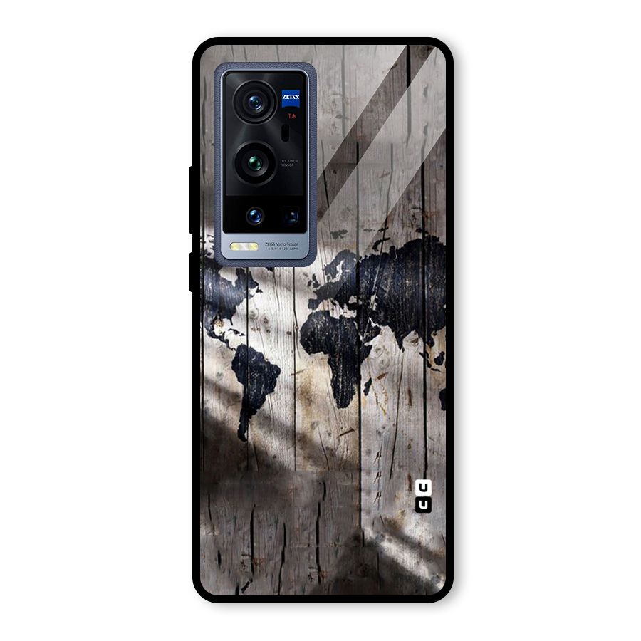World Map Wood Design Glass Back Case for Vivo X60 Pro Plus