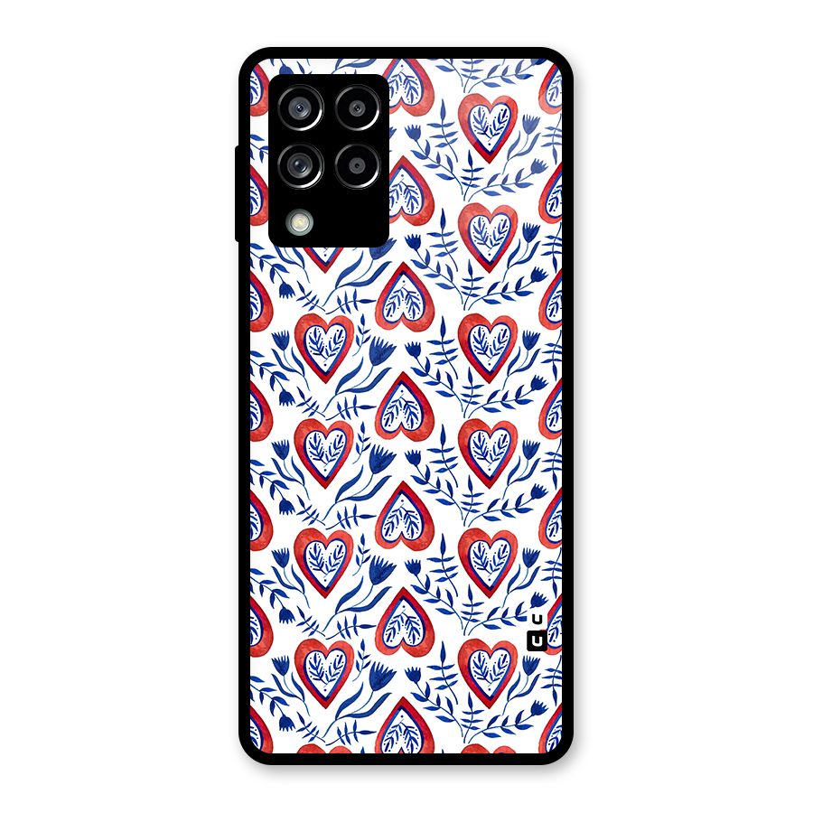 Wrapping Hearts Pattern Glass Back Case for Galaxy M53 5G