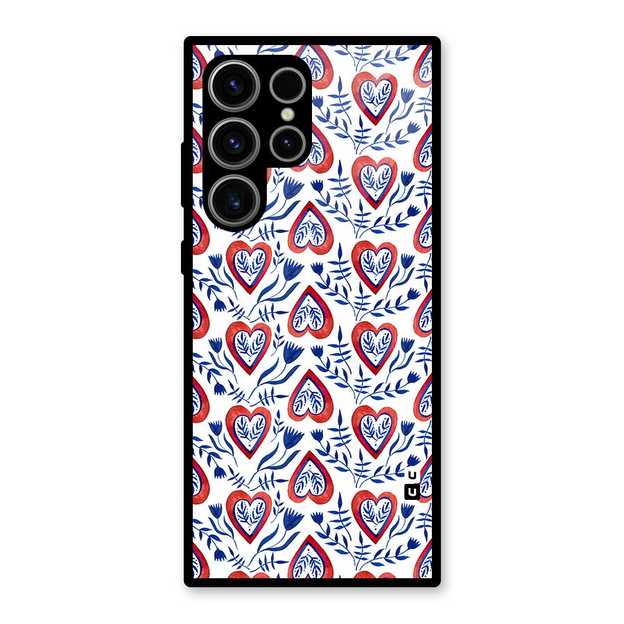 Wrapping Hearts Pattern Glass Back Case for Galaxy S23 Ultra