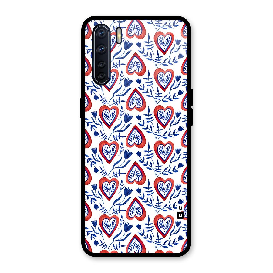 Wrapping Hearts Pattern Glass Back Case for Oppo F15