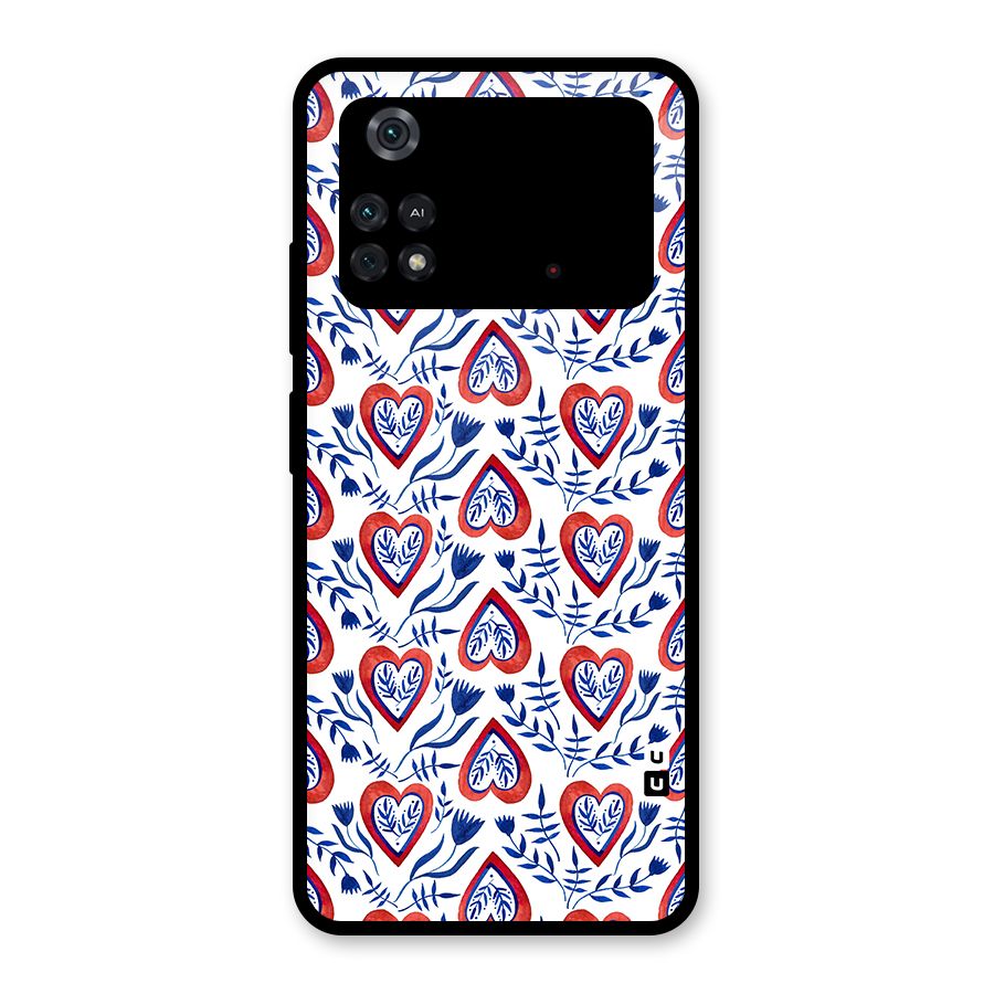 Wrapping Hearts Pattern Glass Back Case for Poco M4 Pro 4G