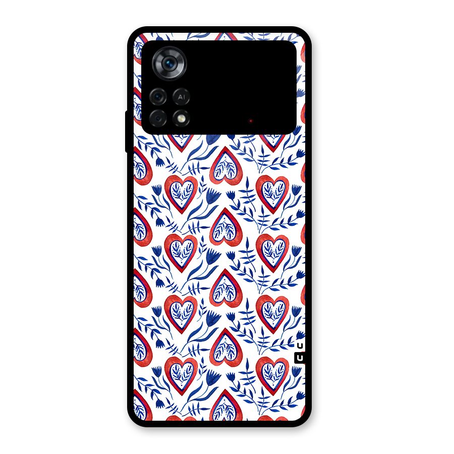 Wrapping Hearts Pattern Glass Back Case for Poco X4 Pro 5G