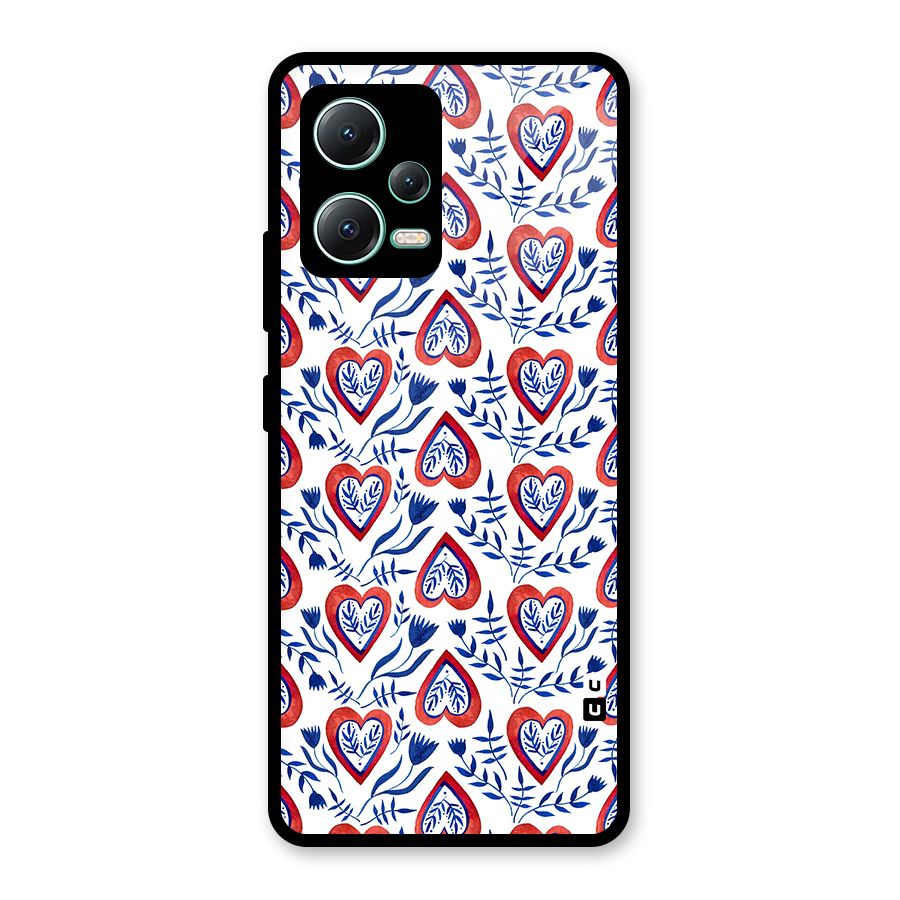 Wrapping Hearts Pattern Glass Back Case for Redmi Note 12 5G