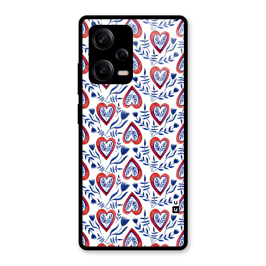 Wrapping Hearts Pattern Glass Back Case for Redmi Note 12 Pro