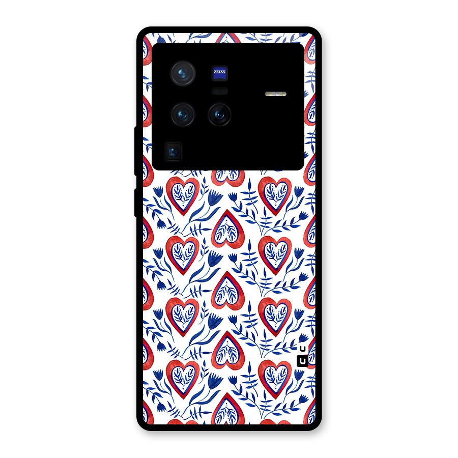 Wrapping Hearts Pattern Glass Back Case for Vivo X80 Pro