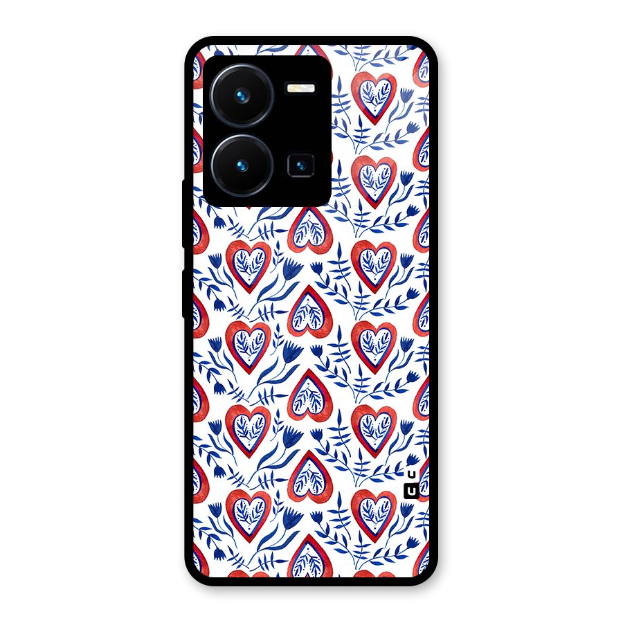Wrapping Hearts Pattern Glass Back Case for Vivo Y35