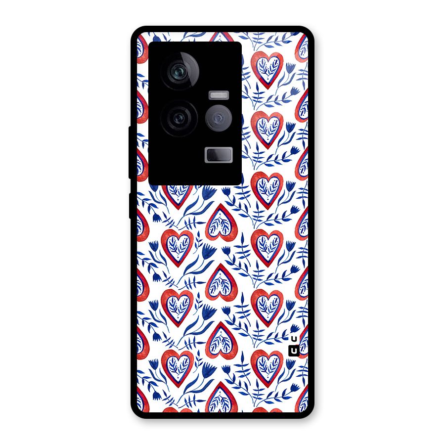 Wrapping Hearts Pattern Glass Back Case for Vivo iQOO 11 5G