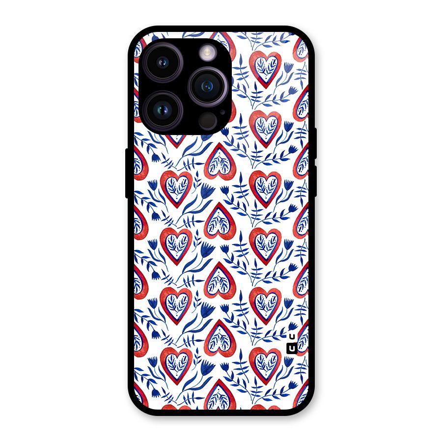 Wrapping Hearts Pattern Glass Back Case for iPhone 14 Pro Max