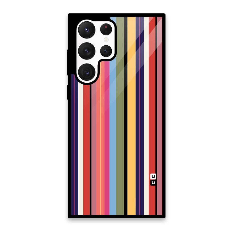 Wrapping Stripes Glass Back Case for Galaxy S22 Ultra 5G