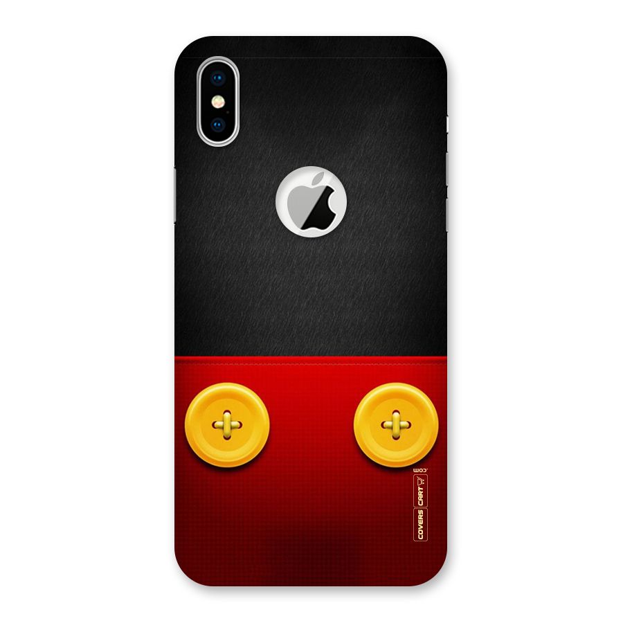 Yellow Button Back Case for iPhone X Logo Cut