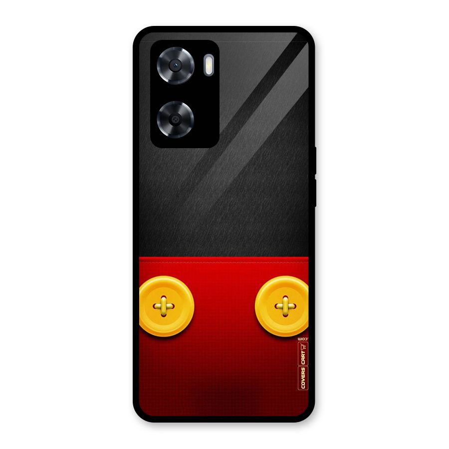 Yellow Button Glass Back Case for Oppo A57 2022
