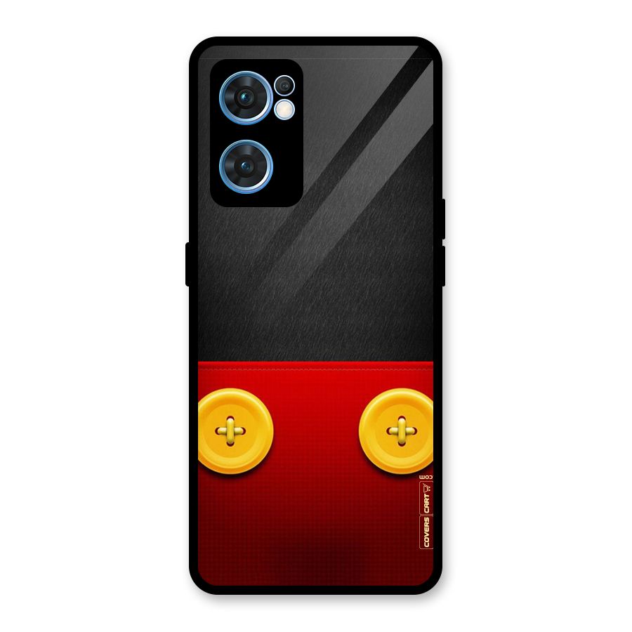 Yellow Button Glass Back Case for Oppo Reno7 5G