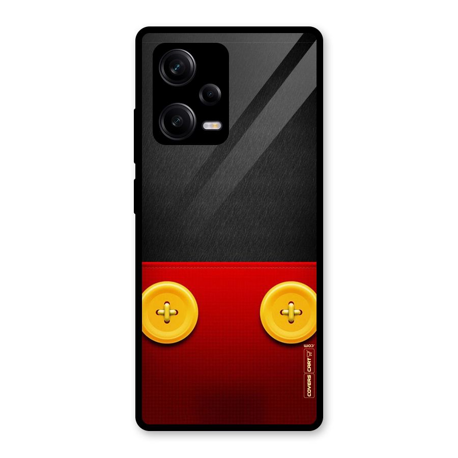 Yellow Button Glass Back Case for Redmi Note 12 Pro