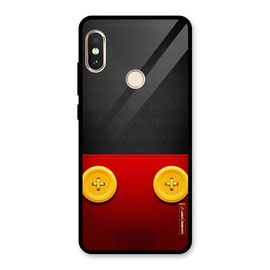 Yellow Button Glass Back Case for Redmi Note 5 Pro