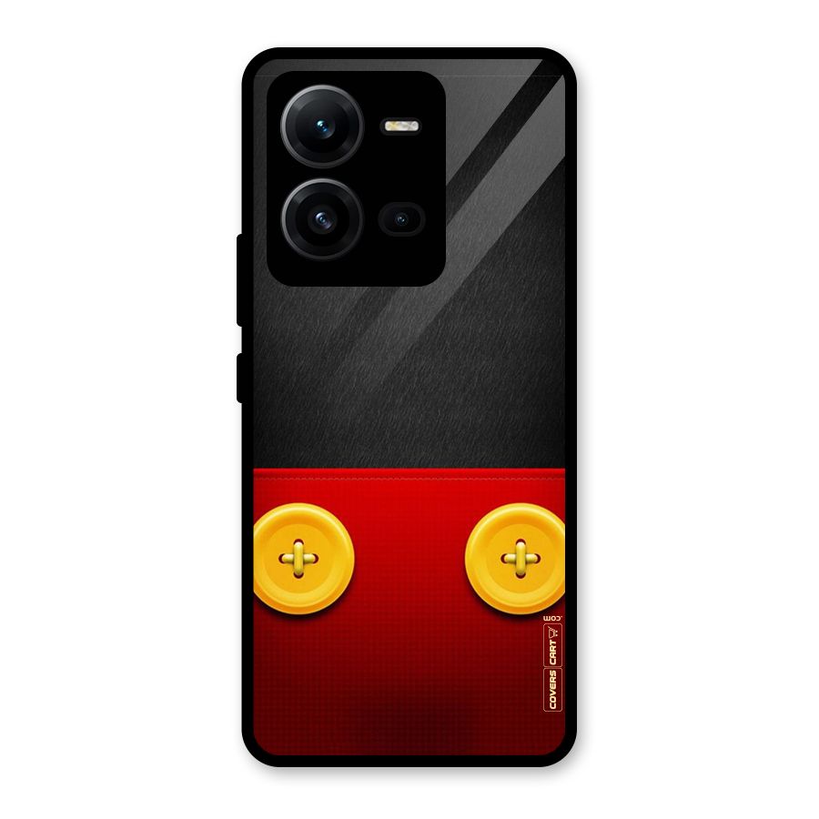 Yellow Button Glass Back Case for Vivo V25