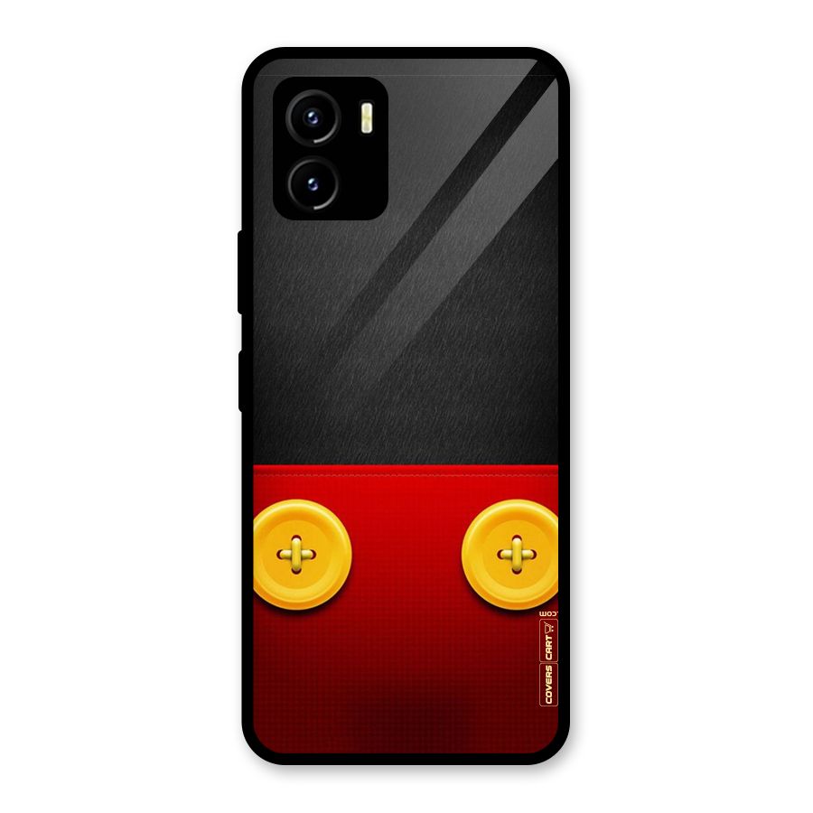 Yellow Button Glass Back Case for Vivo Y15s