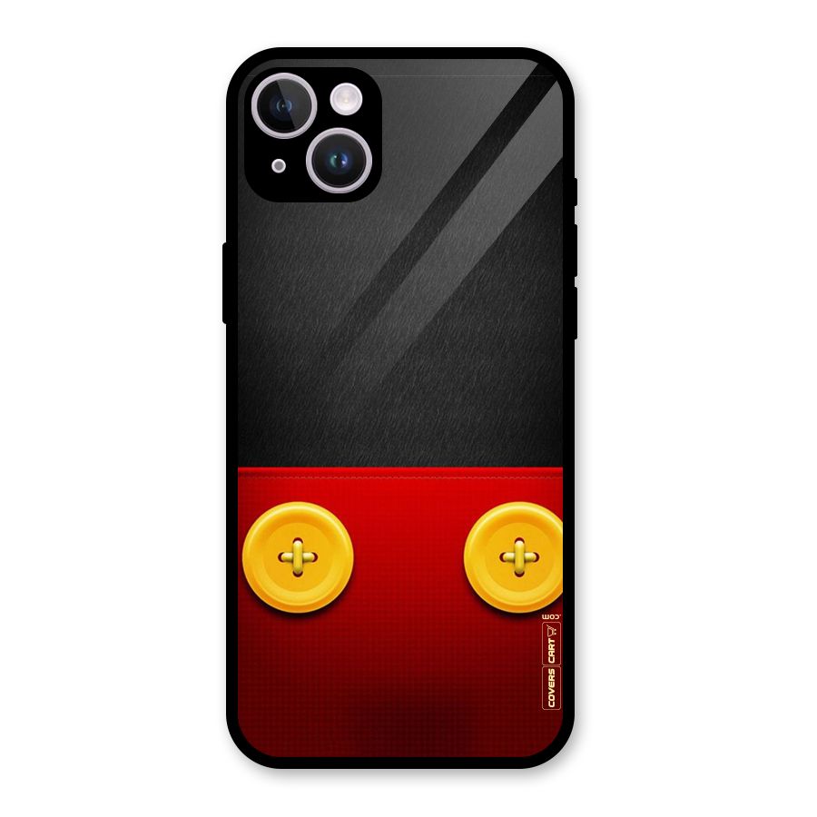 Yellow Button Glass Back Case for iPhone 14 Plus