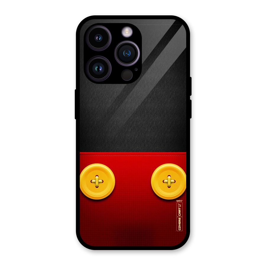 Yellow Button Glass Back Case for iPhone 14 Pro