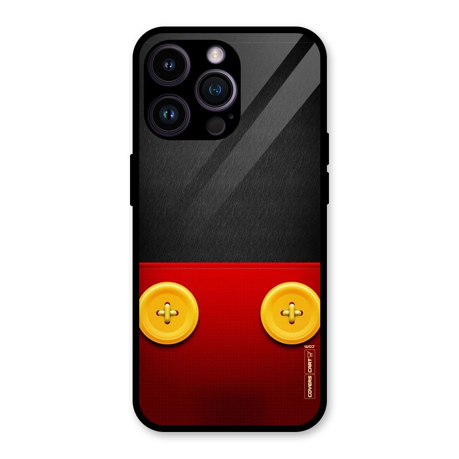 Yellow Button Glass Back Case for iPhone 14 Pro Max