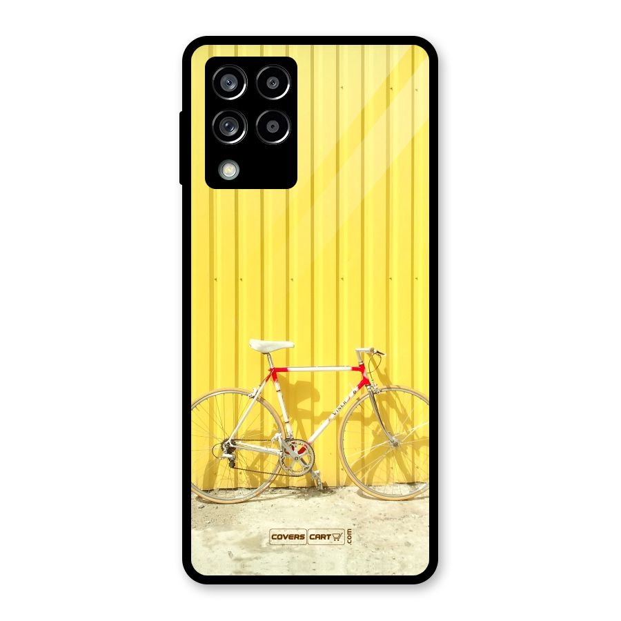 Yellow Cycle Classic Glass Back Case for Galaxy M53 5G