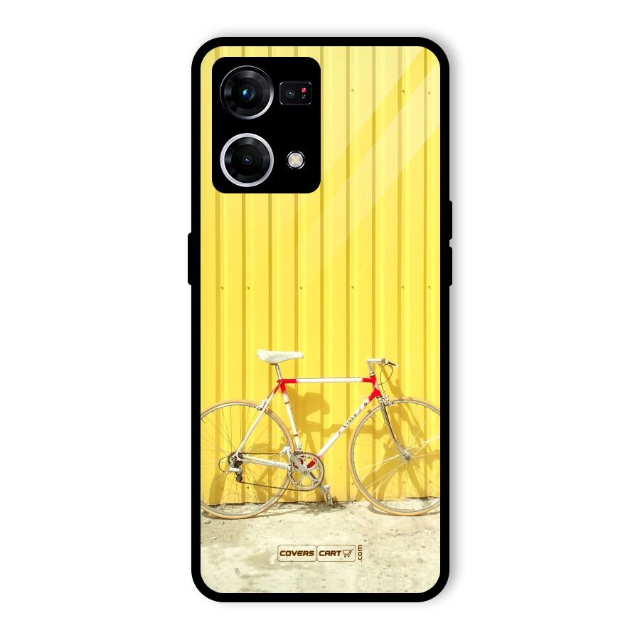 Yellow Cycle Classic Glass Back Case for Oppo F21 Pro 4G