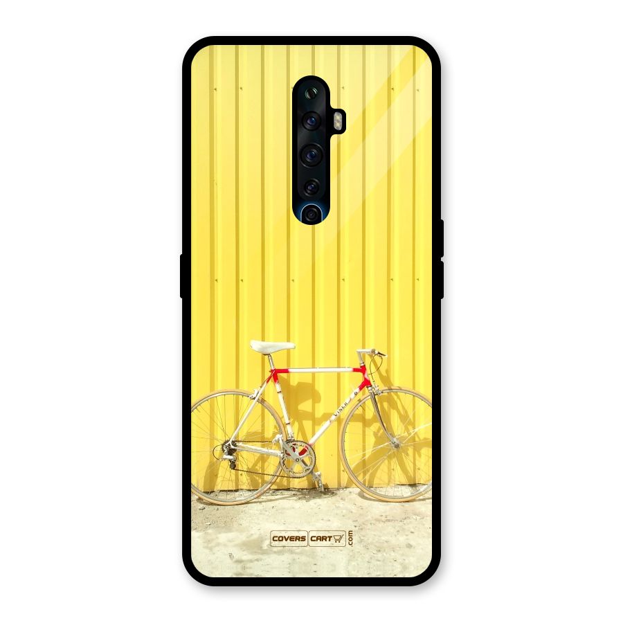 Yellow Cycle Classic Glass Back Case for Oppo Reno2 F