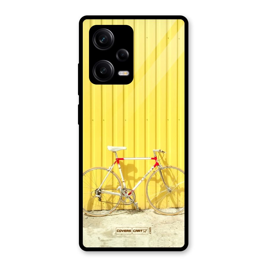 Yellow Cycle Classic Glass Back Case for Redmi Note 12 Pro