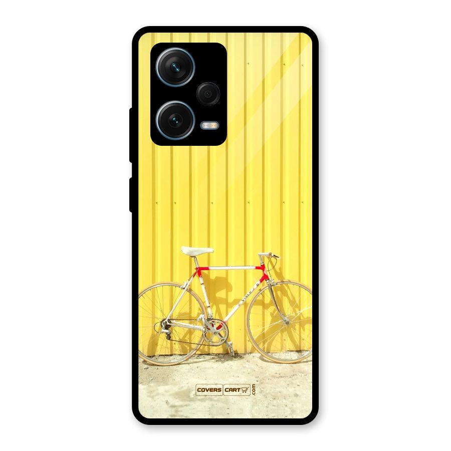 Yellow Cycle Classic Glass Back Case for Redmi Note 12 Pro Plus 5G