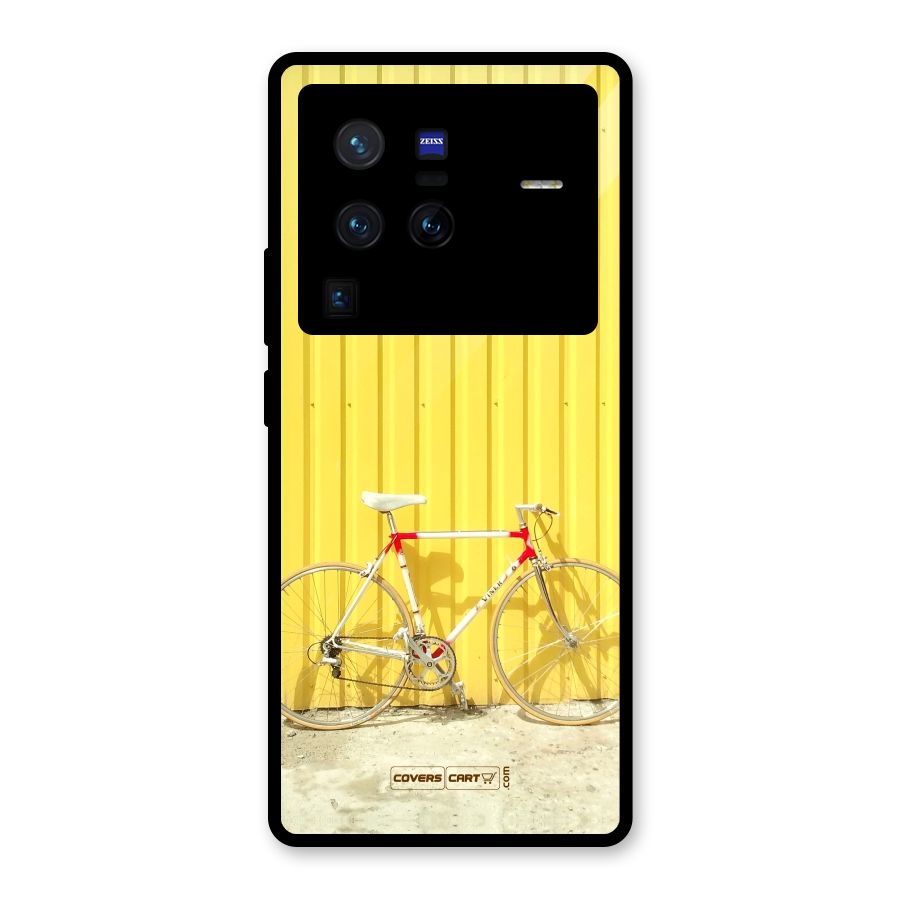 Yellow Cycle Classic Glass Back Case for Vivo X80 Pro