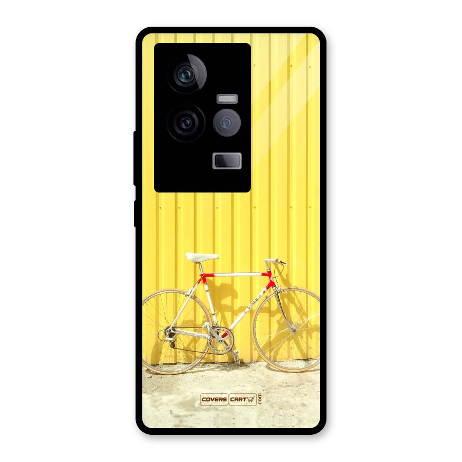 Yellow Cycle Classic Glass Back Case for Vivo iQOO 11 5G