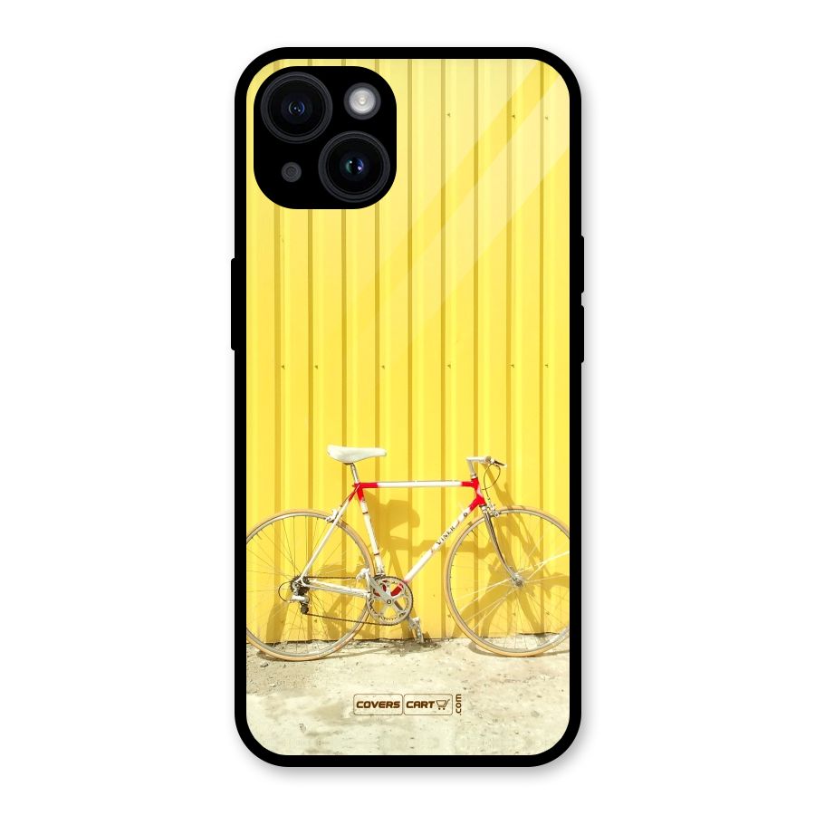 Yellow Cycle Classic Glass Back Case for iPhone 14