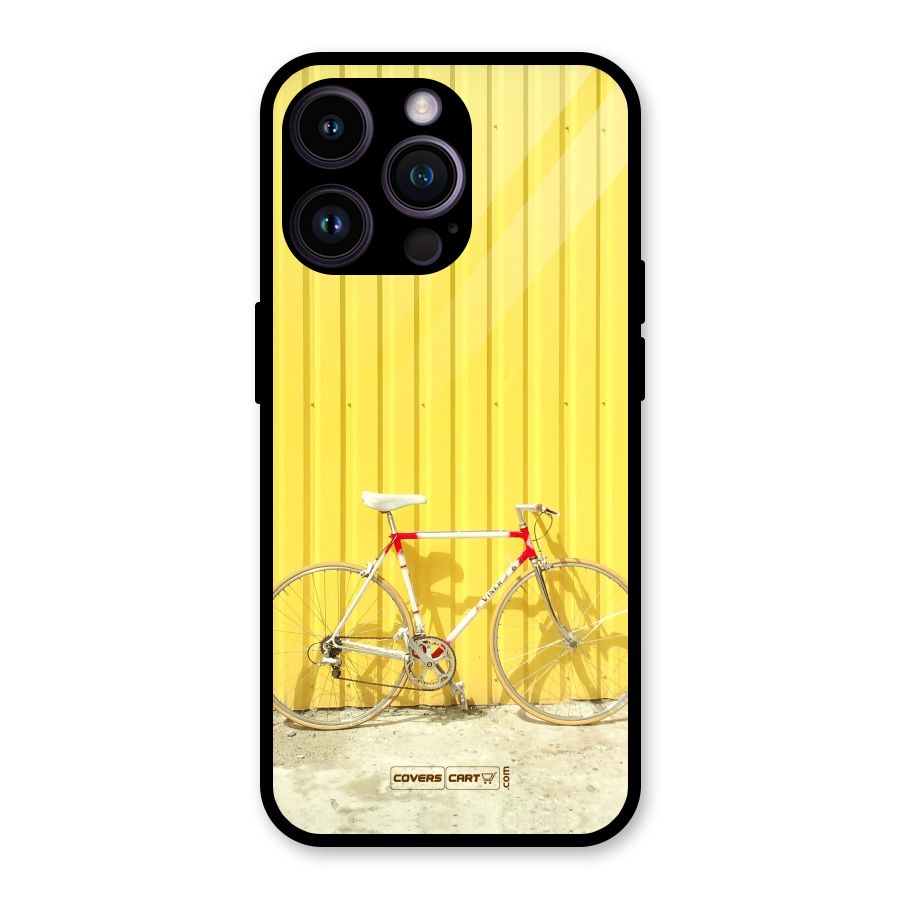 Yellow Cycle Classic Glass Back Case for iPhone 14 Pro Max