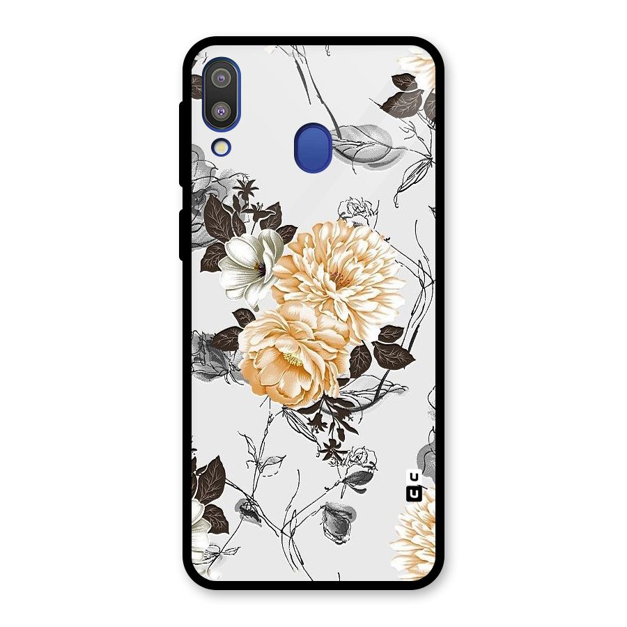 Yellow Floral Glass Back Case for Galaxy M20