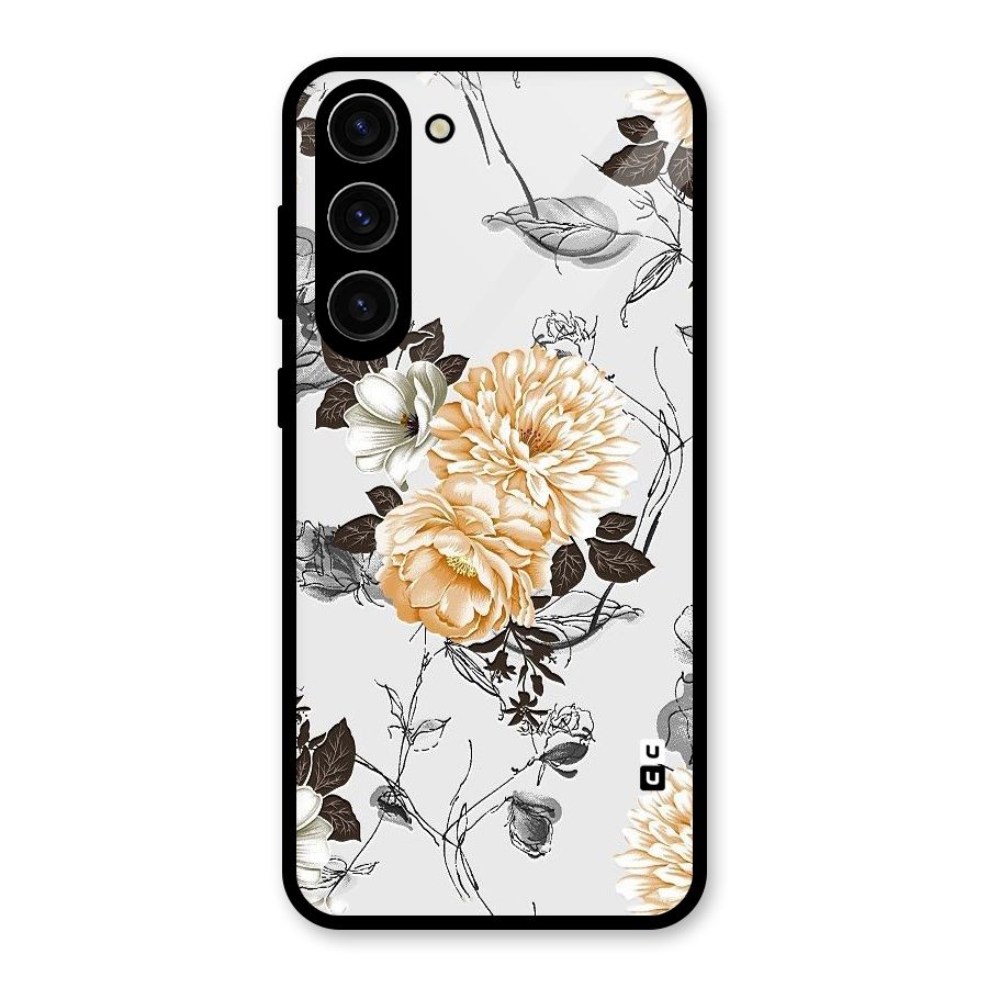 Yellow Floral Glass Back Case for Galaxy S23 Plus