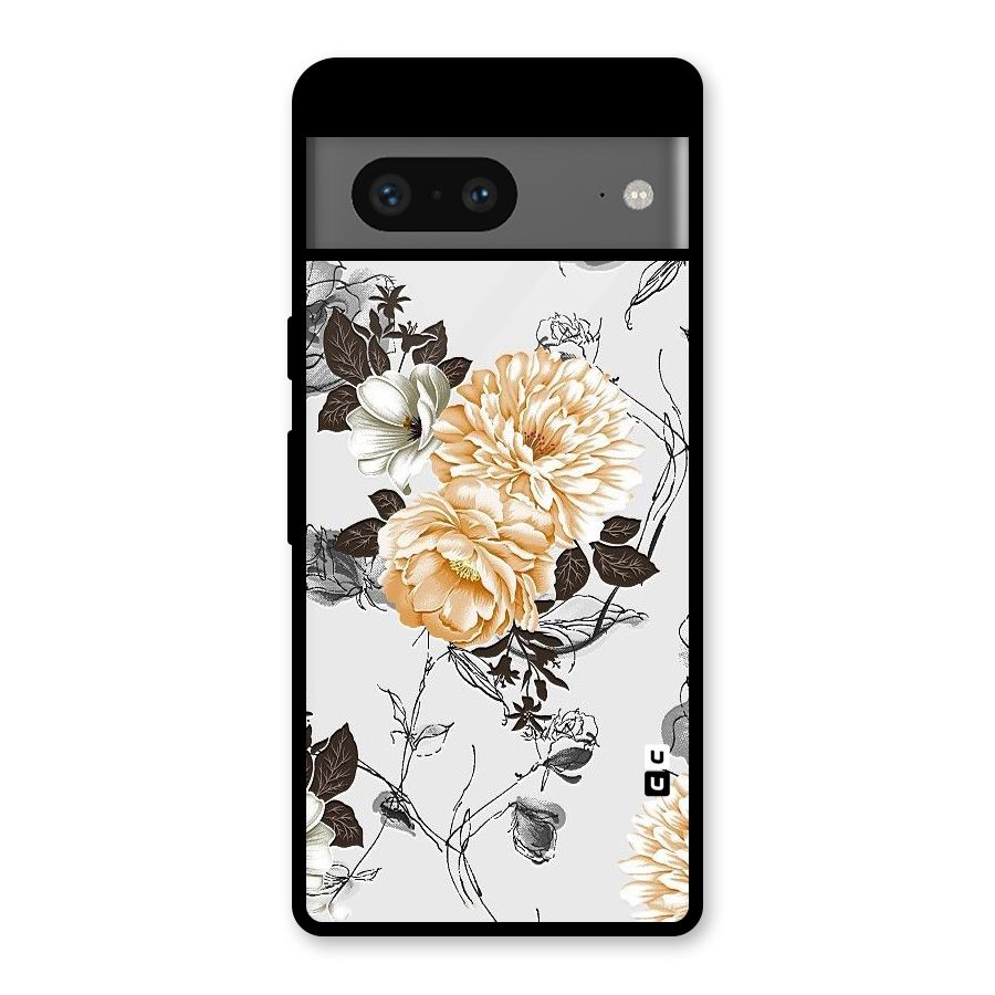 Yellow Floral Glass Back Case for Google Pixel 7