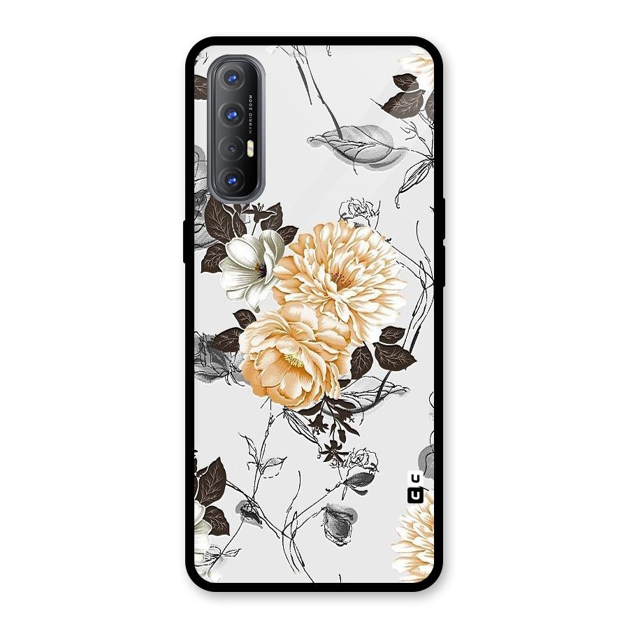 Yellow Floral Glass Back Case for Oppo Reno3 Pro
