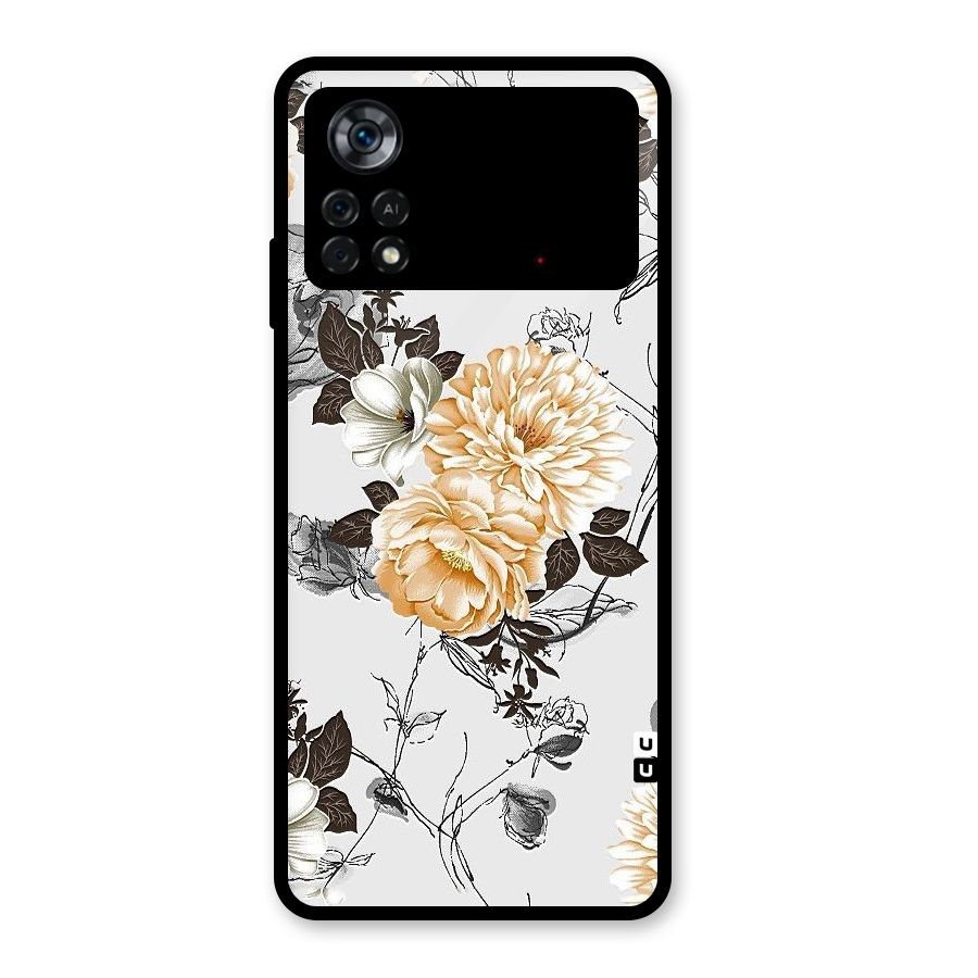Yellow Floral Glass Back Case for Poco X4 Pro 5G