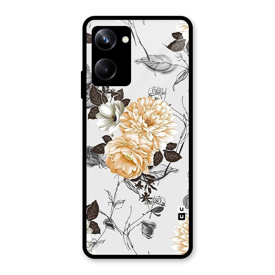 Yellow Floral Glass Back Case for Realme 10 Pro