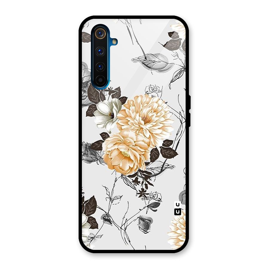Yellow Floral Glass Back Case for Realme 6 Pro