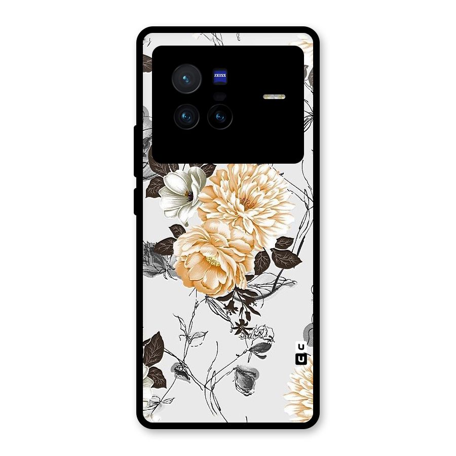 Yellow Floral Glass Back Case for Vivo X80