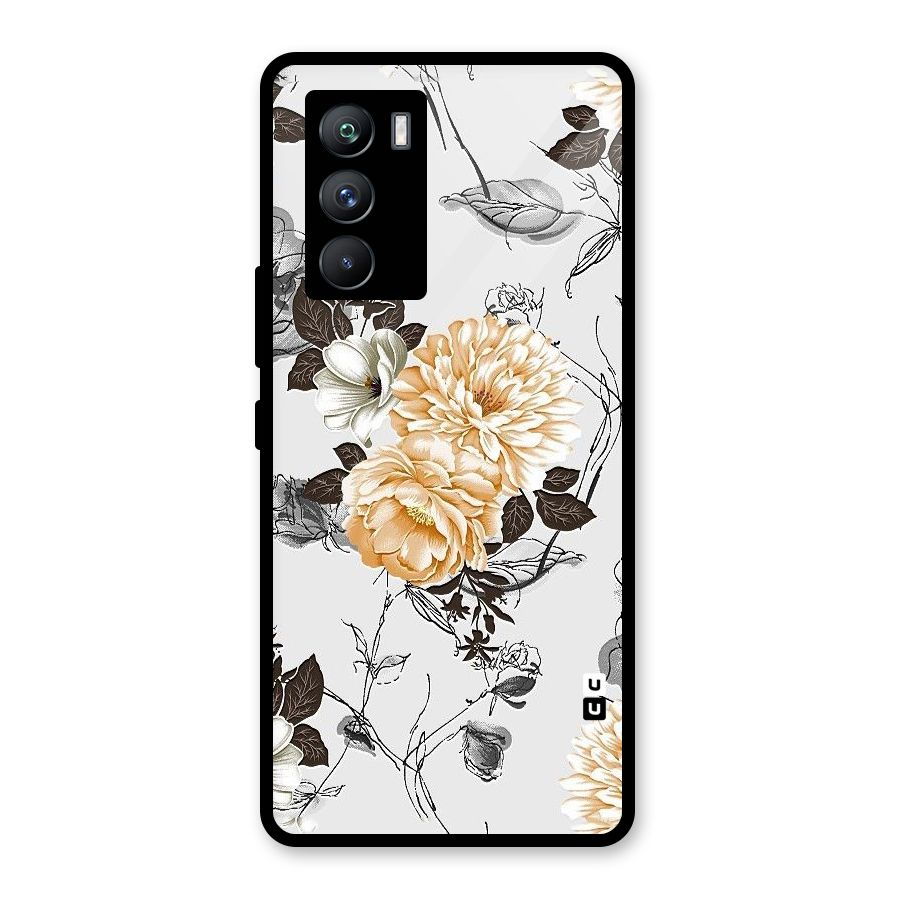 Yellow Floral Glass Back Case for Vivo iQOO 9 SE