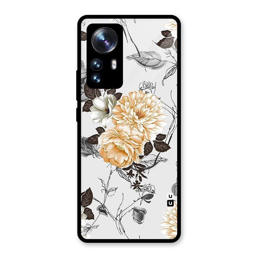 Yellow Floral Glass Back Case for Xiaomi 12 Pro