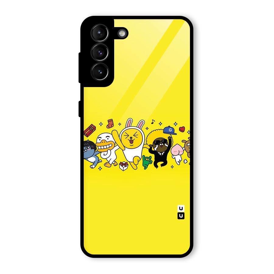 Yellow Friends Glass Back Case for Galaxy S21 Plus
