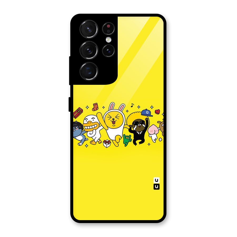 Yellow Friends Glass Back Case for Galaxy S21 Ultra 5G