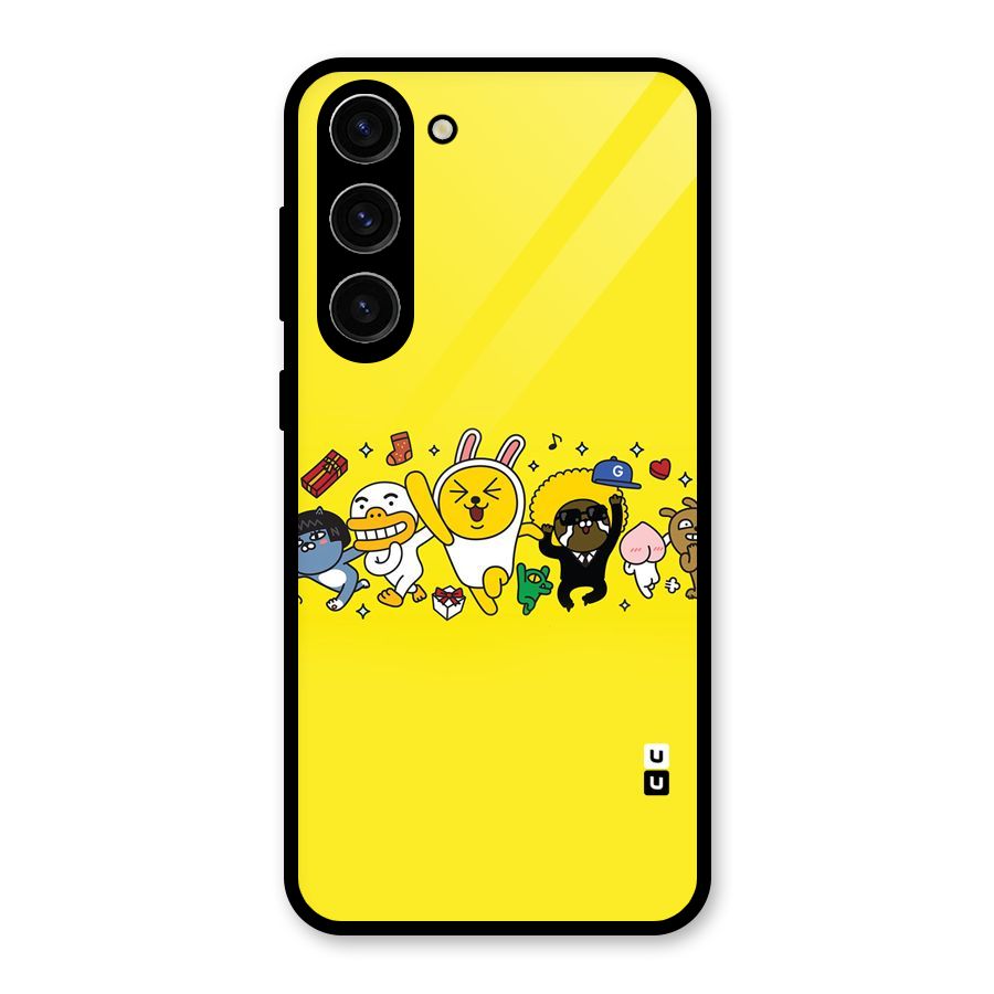 Yellow Friends Glass Back Case for Galaxy S23 Plus