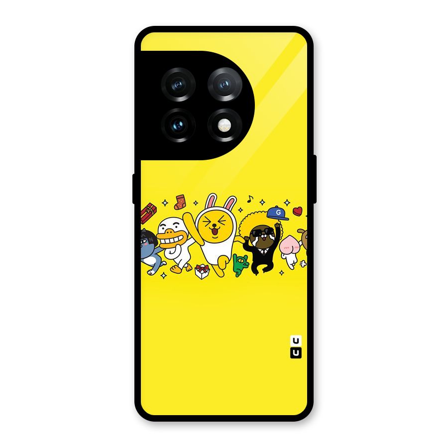 Yellow Friends Glass Back Case for OnePlus 11